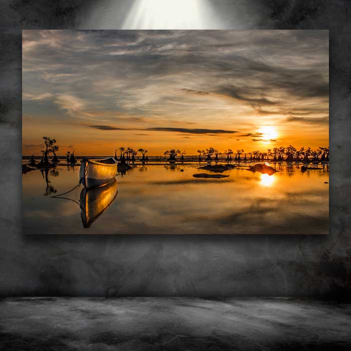Boat and Reflection at Golden Hour