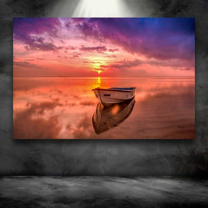 Lonely Boat at Sunrise