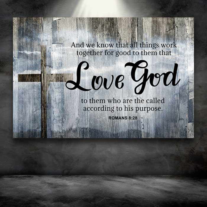 Romans 8:28 - Choose From 4 Colored Backgrounds