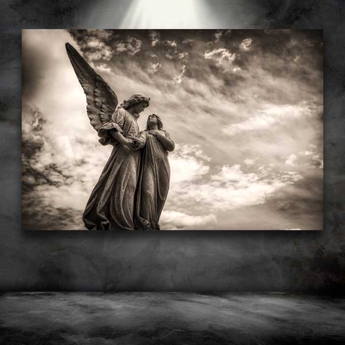 Stone Angel Statues in the Clouds