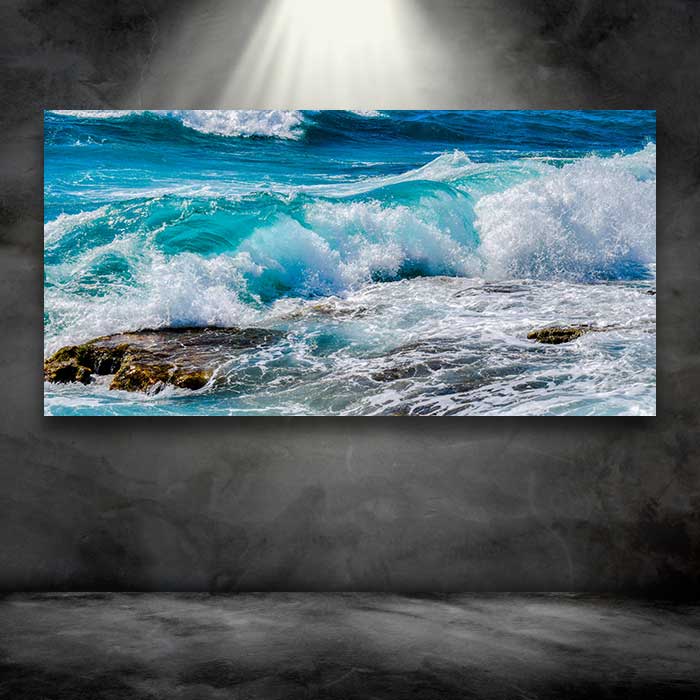 Wave Crashing on Rocks