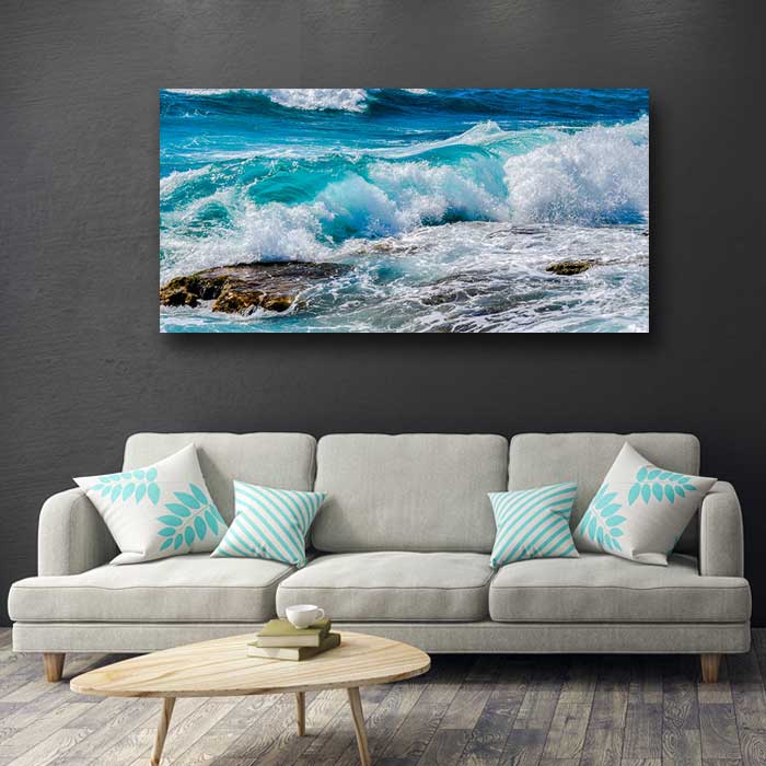 Wave Crashing on Rocks