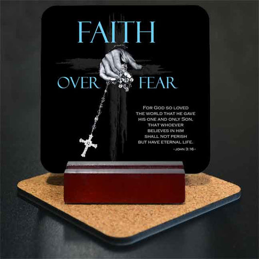 Faith Over Fear John 3:16 5 Piece Coaster Set