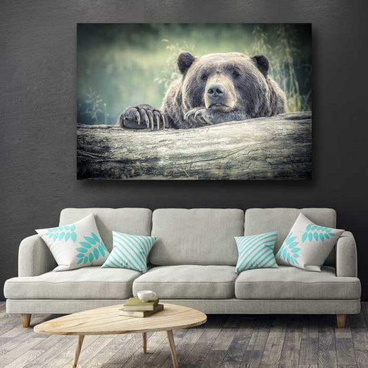 Grizzly Laying on a Log