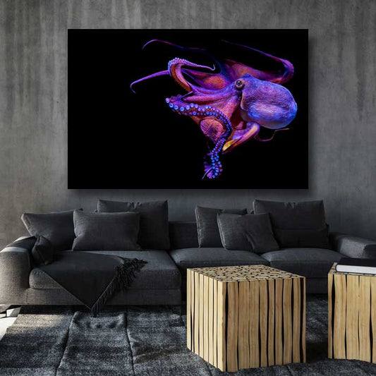 Purple Octopus on Black Background