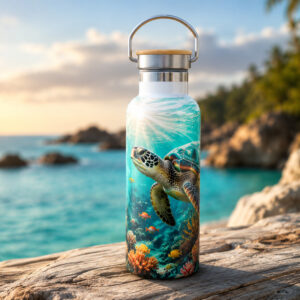 21 oz Stainless Water Bottle with Bamboo Lid – Custom Photo Drinkware